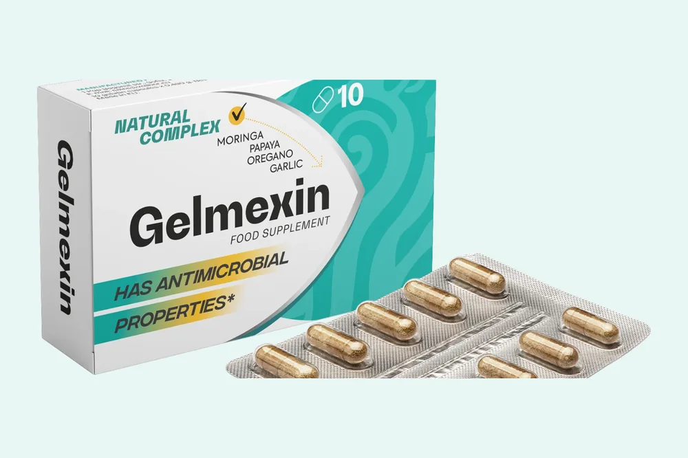 Gelmexin Natural Complex – opakowanie i blister z kapsułkami